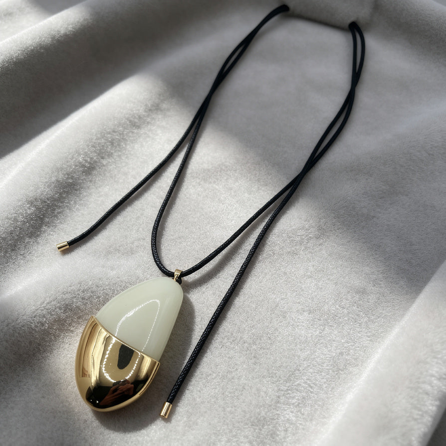 Collar Colgante Gota Piedra Natural con Baño de Oro - Mayorista OEM/ODM|JI JOYA