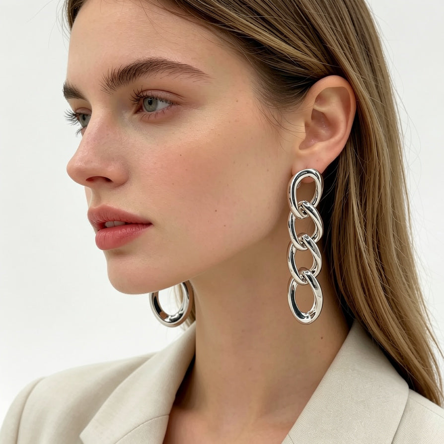 Mayorista: Collar de Eslabones Grandes Gruesos, Diseño Minimalista Moderno, Cadena de Moda en Dorado y Plateado para Mujer