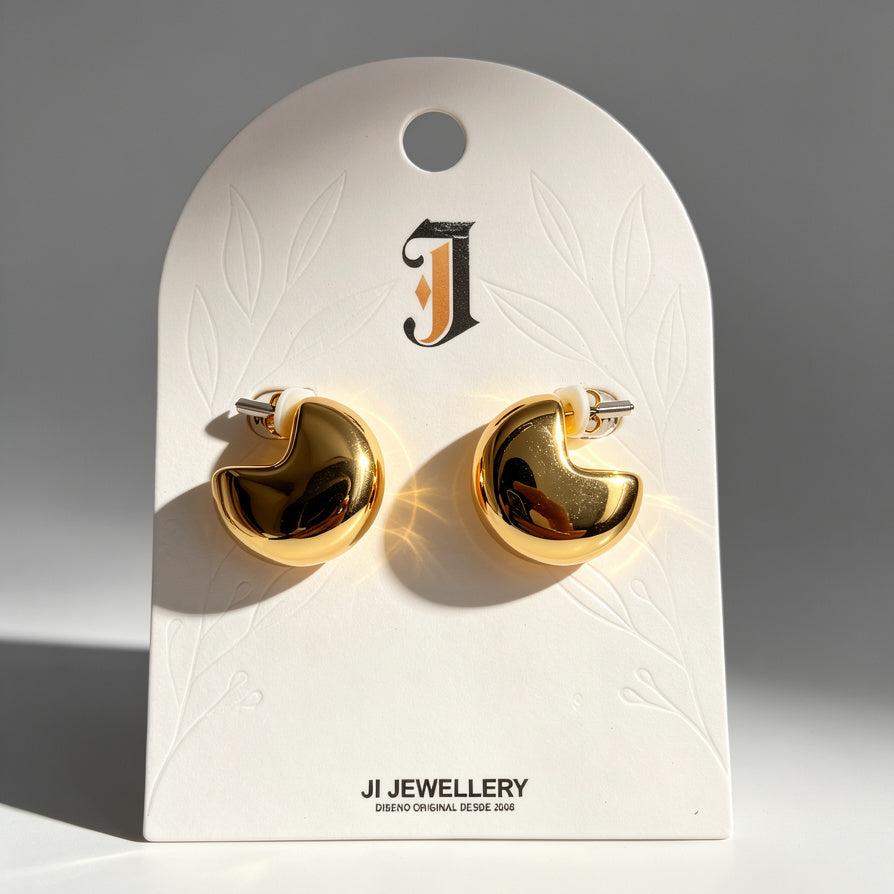 Aretes Modernos en Forma de Luna, Zinc allory Resistente, Lote Mayorista| JI JOYA