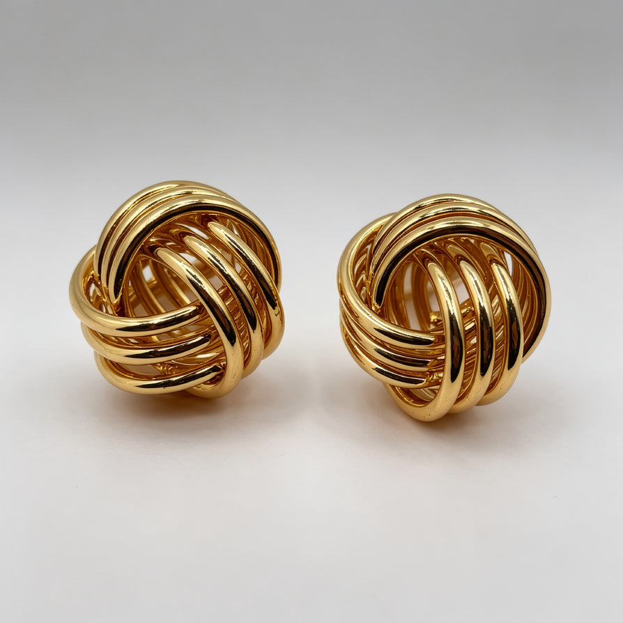Pendientes de Nudo Metálico Geométrico - Oro/Plata, Joyería de Moda para Mujeres, Al Por Mayor