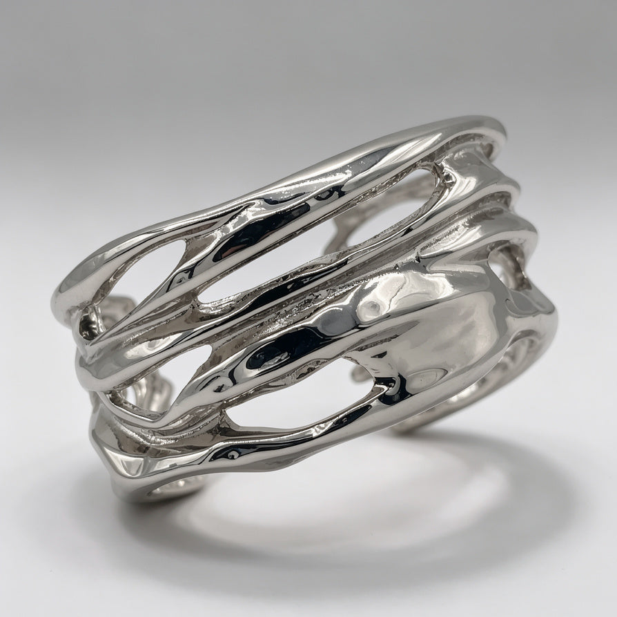 Pulsera de Plata Estilo Orgánico | Accesorio Mayorista de Moda para Mujer|JI JOYA
