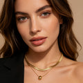 Collar Doble Cadena de Serpiente Dorada - Joyería Acero Inoxidable al Por Mayor|JI JOYA