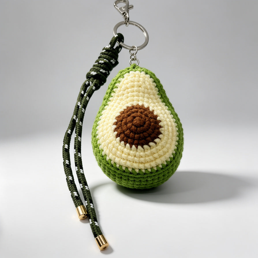 Llavero de Aguacate Tejido a Mano, Llavero de Ganchillo de Fruta, Llavero de Moda para Bolsos y Llaves, Accesorios de Regalo al Por Mayor|JI JOYA