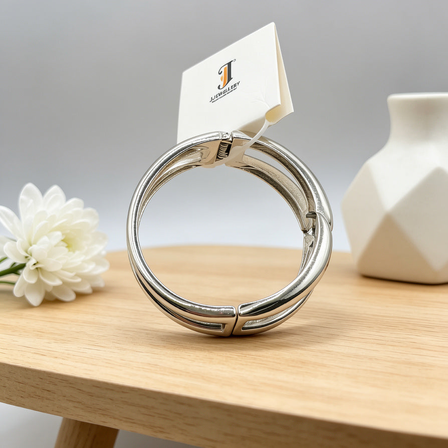 Pulsera Doble Abatible al Por Mayor | Diseño Minimalista Moderno, 2 Colores (Dorado y Plata), Accesorio de Moda al Por Mayor para Revendedores|JI JOYA