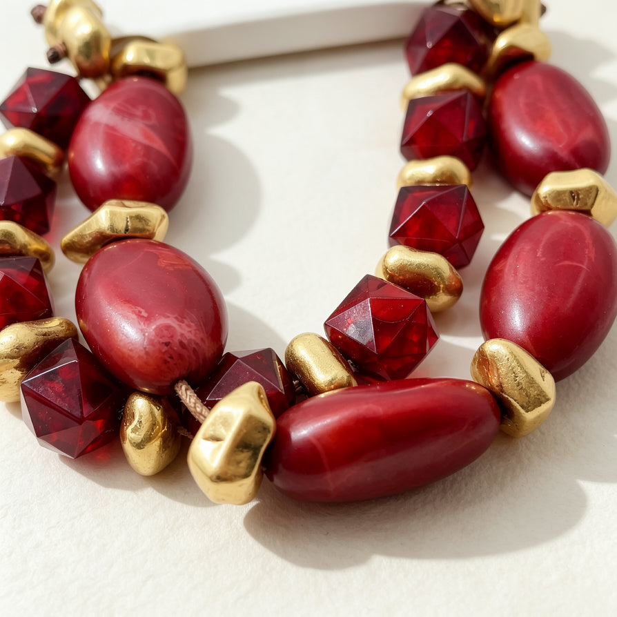 Pulsera de Moda con Cuentas de Resina y Detalles Dorados - 4 Colores Disponibles | Joyería al Por Mayor|JI JOYA