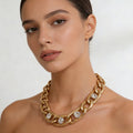 Chunky Gold Rhinestone Statement Necklace | Vintage Punk Thick Chain Jewelry