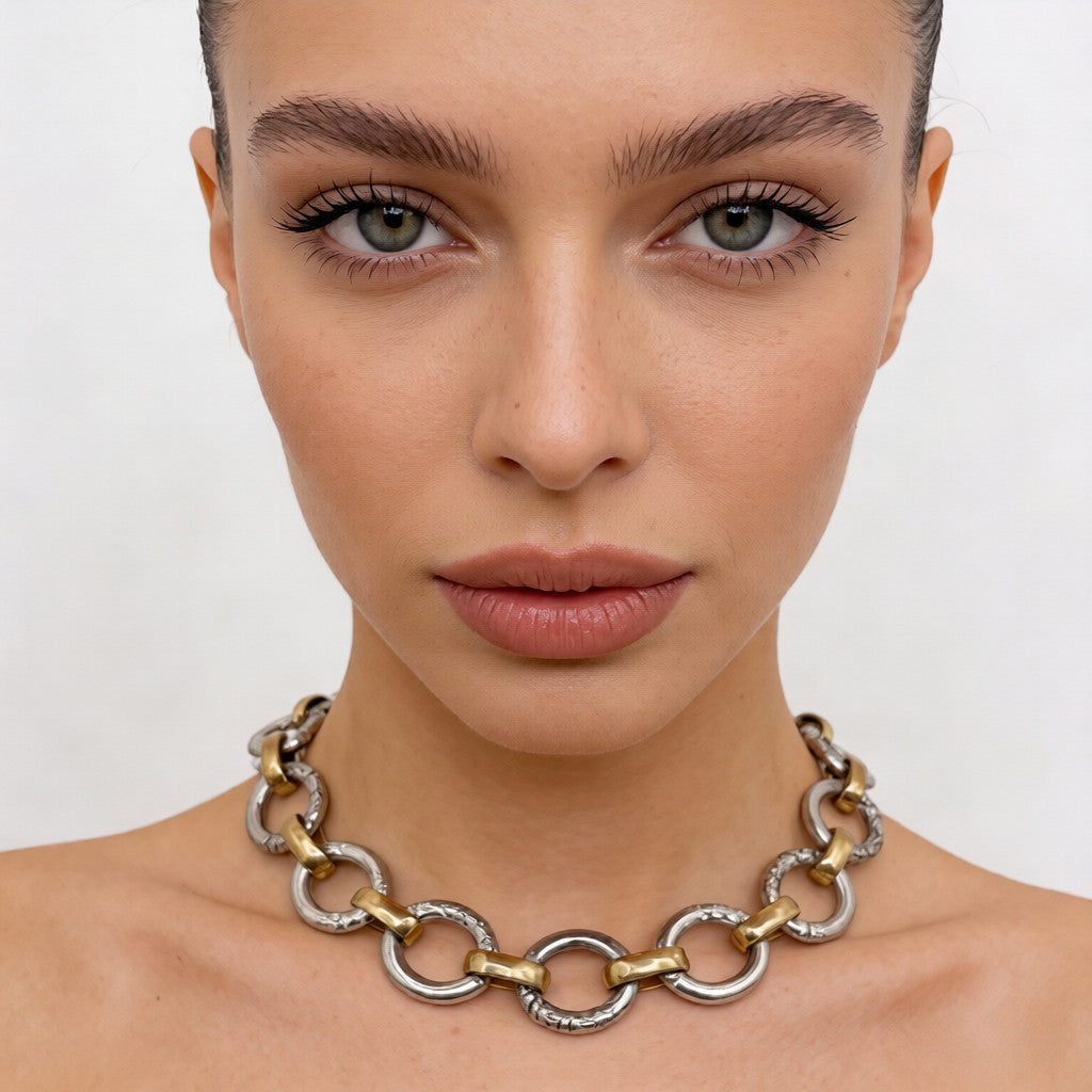 Collar de eslabones grandes de dos tonos - Plata y Oro