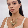 Chunky Gold Heart Medallion Necklace | Trendy Y2K Statement Choker with Coin Pendants