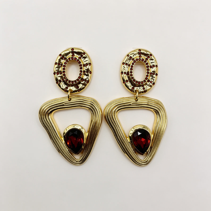 Pendientes Geométricos de Zinc con Piedras de Colores | Lote Mayorista para Mujer | Diseño Elegante y Resistente|JI JOYA