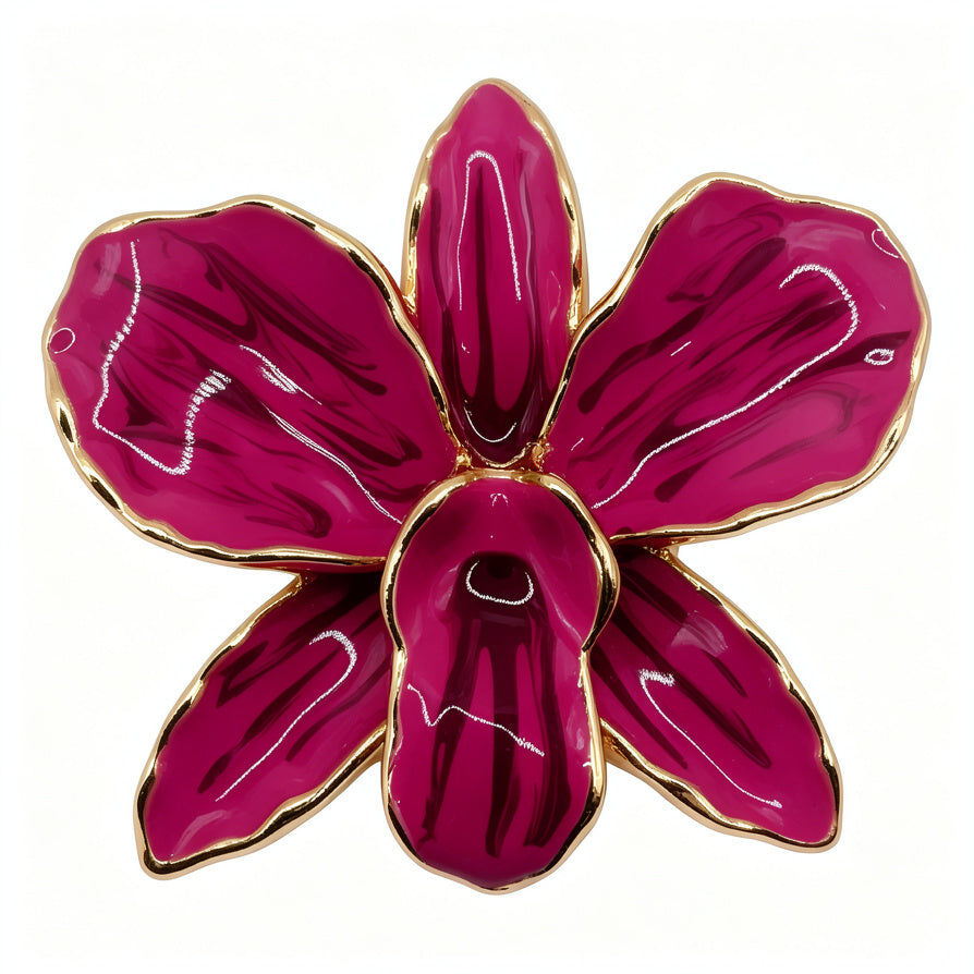 Broche de Orquídea con Esmalte - Joyería de Moda para Mayoristas | JI JOYA