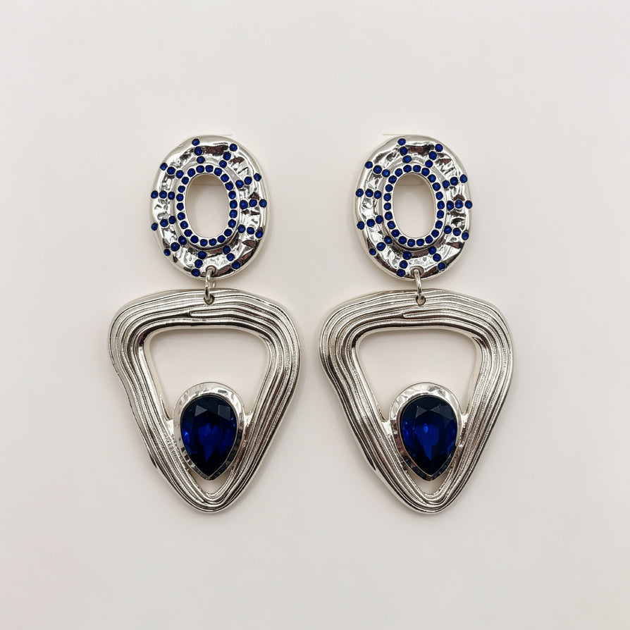 Pendientes Geométricos de Zinc con Piedras de Colores | Lote Mayorista para Mujer | Diseño Elegante y Resistente|JI JOYA