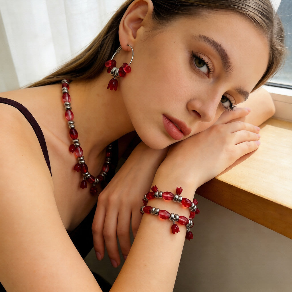 Colorful Resin Petal Jewelry Set: Y2K Aesthetic for Everyday Wear