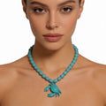 Collar de Cuentas Turquesas con Dije de Cangrejo - Accesorio de Verano Ideal