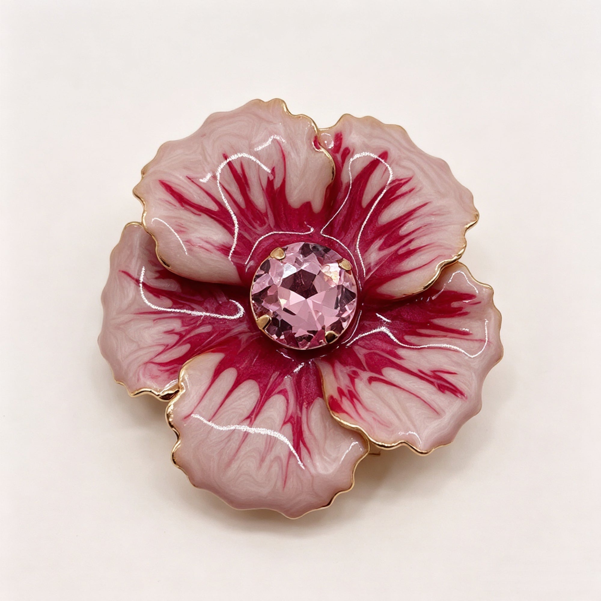 Broche de Flor Azul/Rosa de Esmalte con Cristal - Bisutería de Moda para Mujeres | Mayorista|JI JOYA