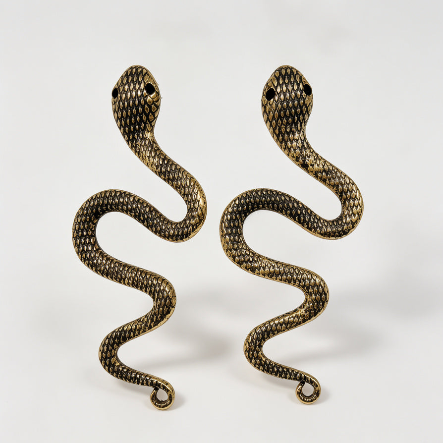 Pendientes de Serpiente Gótica al Por Mayor, Pendientes Colgantes de Serpiente de Metal Vintage para Mujeres, Joyería Punk de Moda, Disponible en Plata y Bronce Antiguo|J JOYA