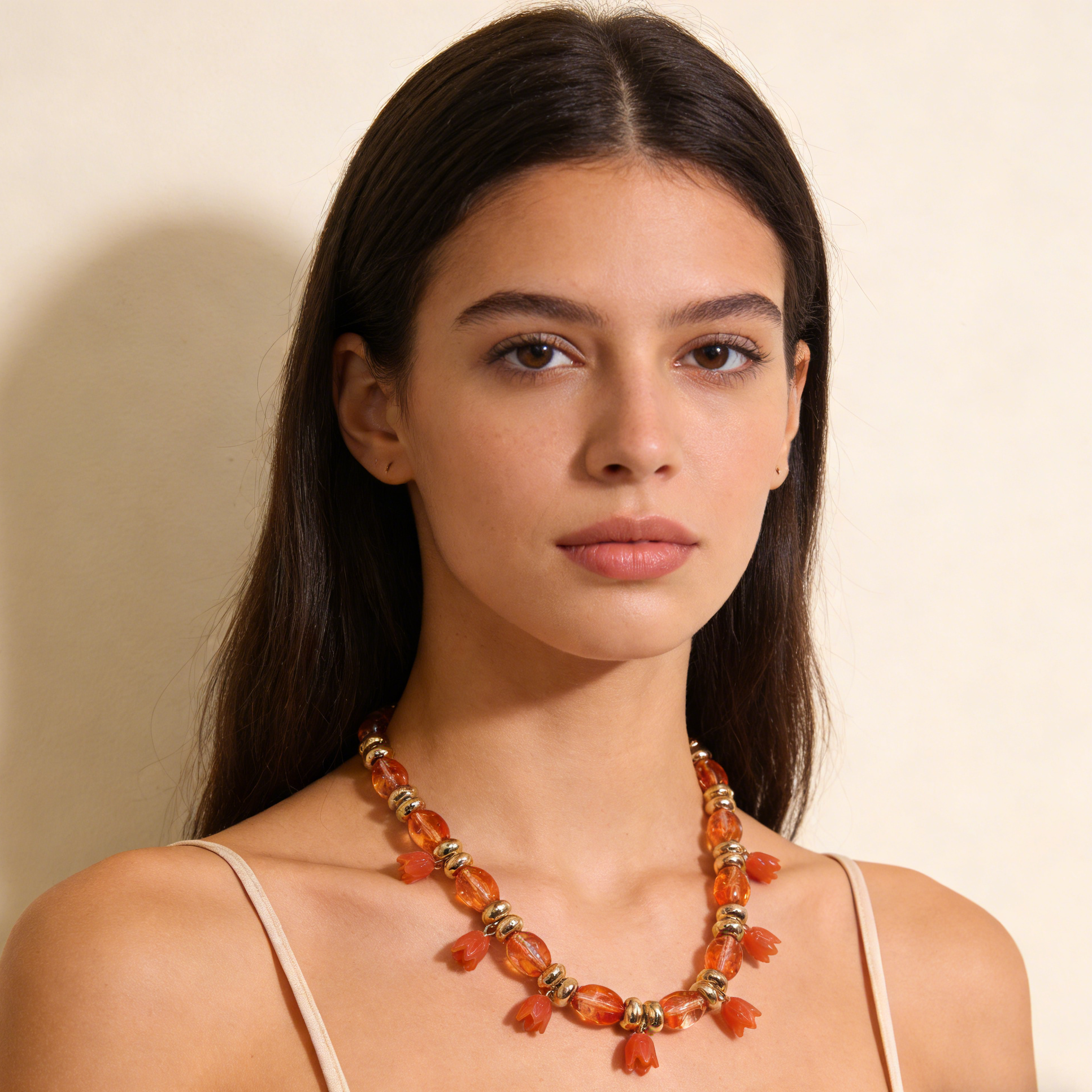 Conjunto de joyas de pétalos de resina de colores: estética Y2K para uso diario