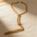 Collar de flecos de cadena dorada con nudo - Joyería bohemia de lujo para mujer