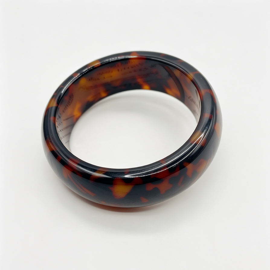 Pulsera Ancha de Resina con Patrón Carey | Brazalete de Moda Vintage para Mujer | Joyería Mayorista|JI JOYA