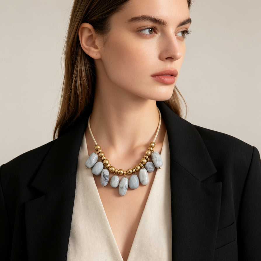 JI JOYA VENTA AL POR MAYORSet de Collar y Pendientes de Resina y Acrílico | Joyería de Moda Mayorista para Mujer