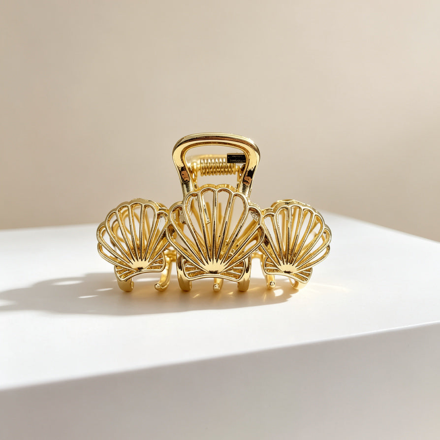 Pinza de Pelo Concha de Oro | Clip de Cabello Dorado Minimalista para Mujer | Accesorio de Moda para Mayoristas|JI JOYA