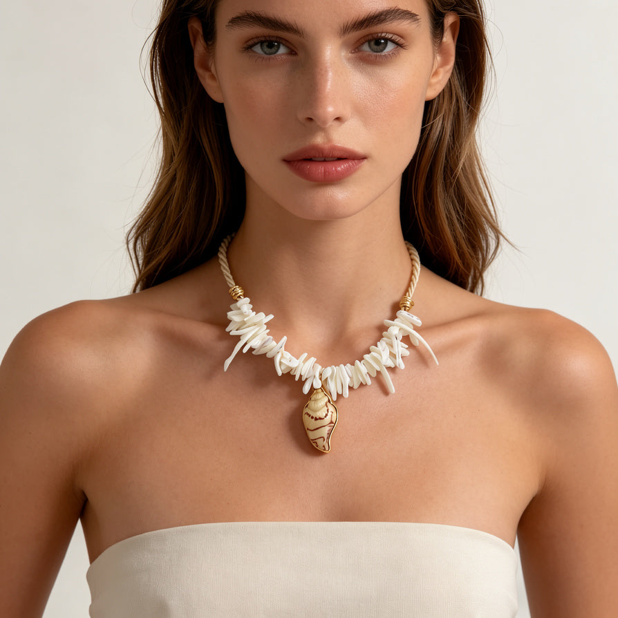 Collar y Pulsera de Concha Marina | Bisutería Mayorista para Mujer, Diseño Costero y Veraniego|JI JOYA
