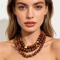 Collar de 3 Capas Desmontable de Madera y Latón - Joyería al Por Mayor |JI JOYA