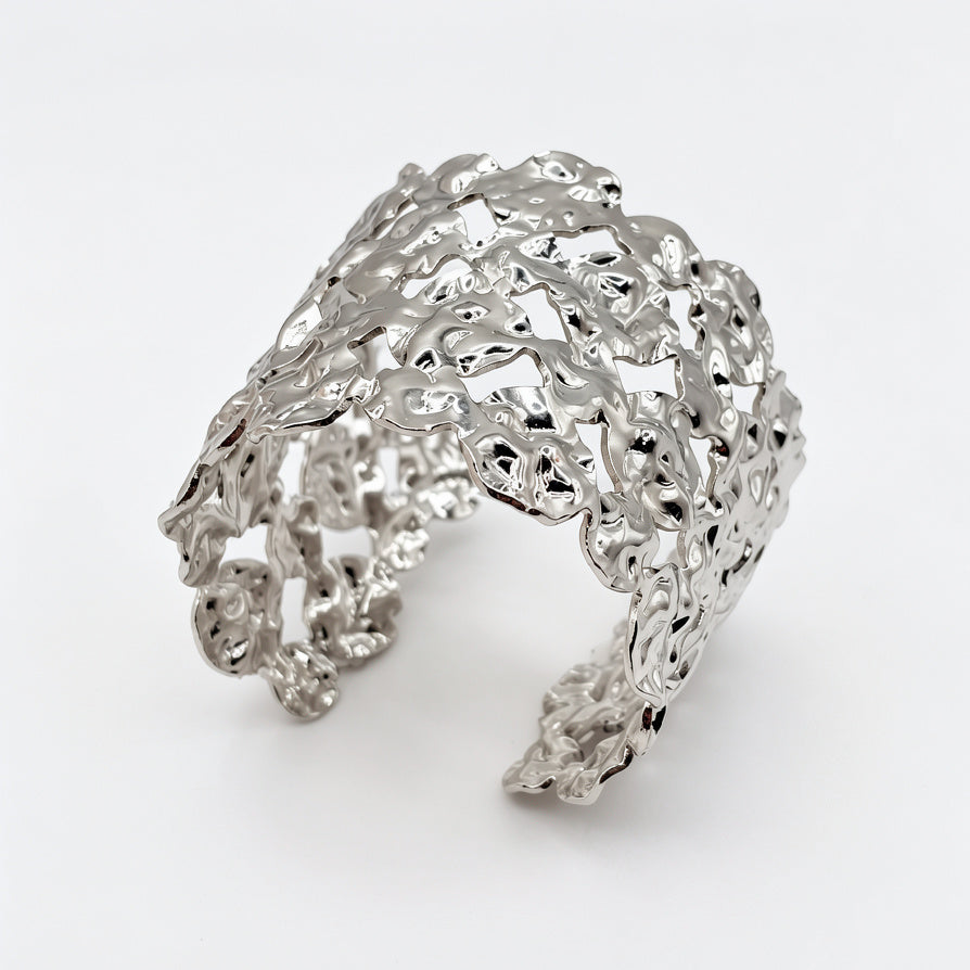 Brazalete Texturizado Plata/Drado | Mayorista de Joyería de Moda