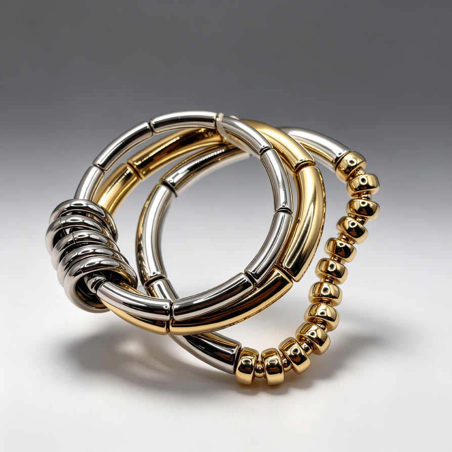 Brazalete Elástico Minimalista | Diseño Moderno 2 Colores (Oro/Plata) - Joyería Mayorista para Colecciones de Temporada|JI JOYA