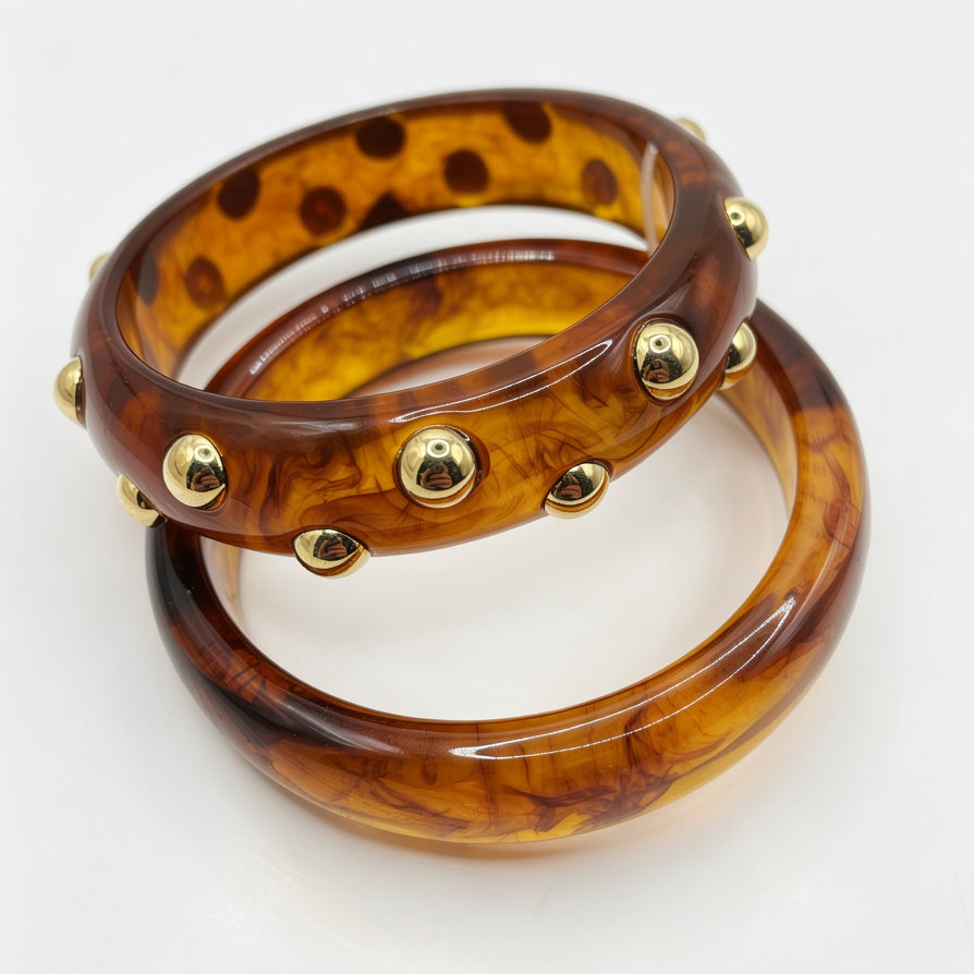 Set de Pulseras de Resina Vintage Tortuga | Accesorios de Moda al Por Mayor| JI JOYA
