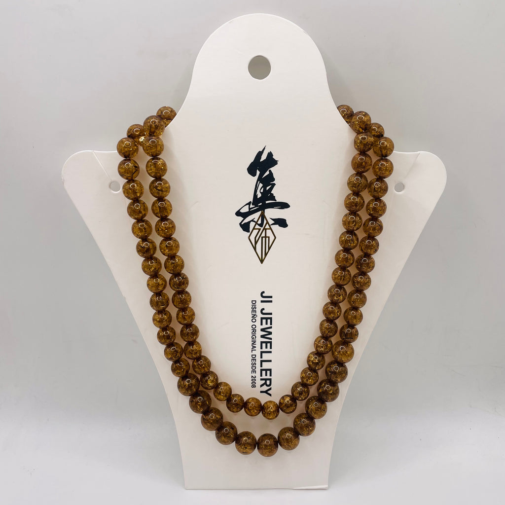 JI JOYA VENTA AL POR MAYOR|Collar Doble Hilera de Bolitas - Diseño Elegante para Mujer | Mayorista Moda 2 Colores Azul & Marrón
