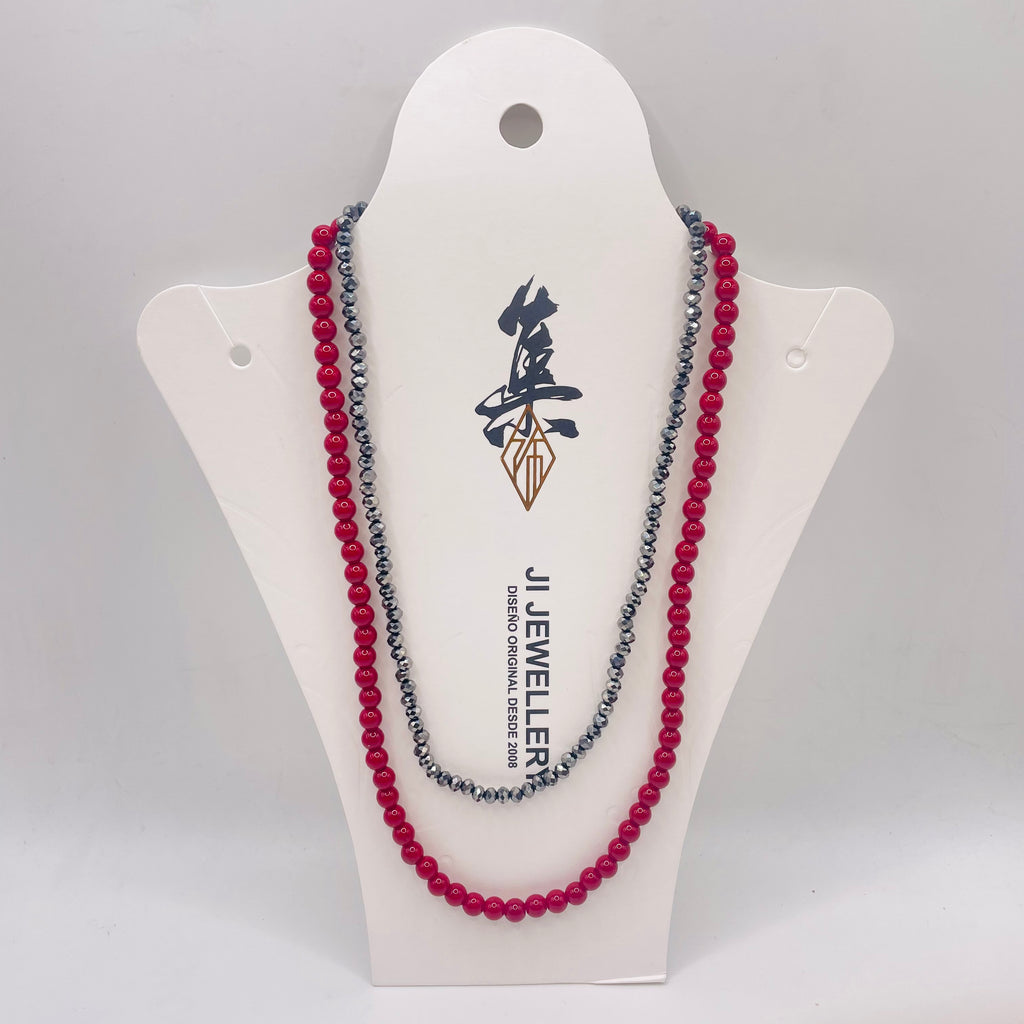 JI JOYA VENTA AL POR MAYOR|Collar Doble de Cuentas de Moda | 2 Colores | Bisutería al Por Mayor para Mujer