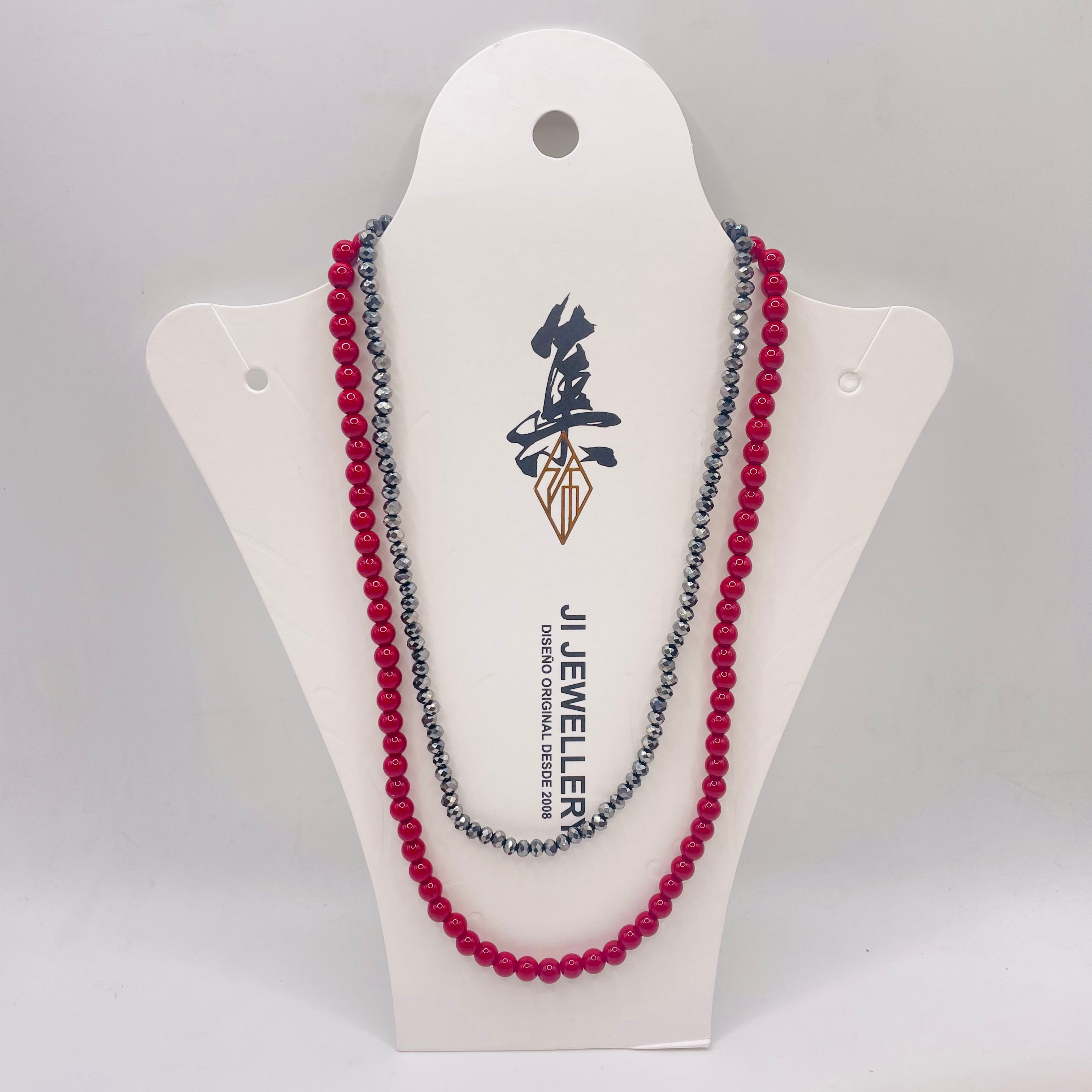 JI JOYA VENTA AL POR MAYOR|Collar Doble de Cuentas de Moda | 2 Colores | Bisutería al Por Mayor para Mujer