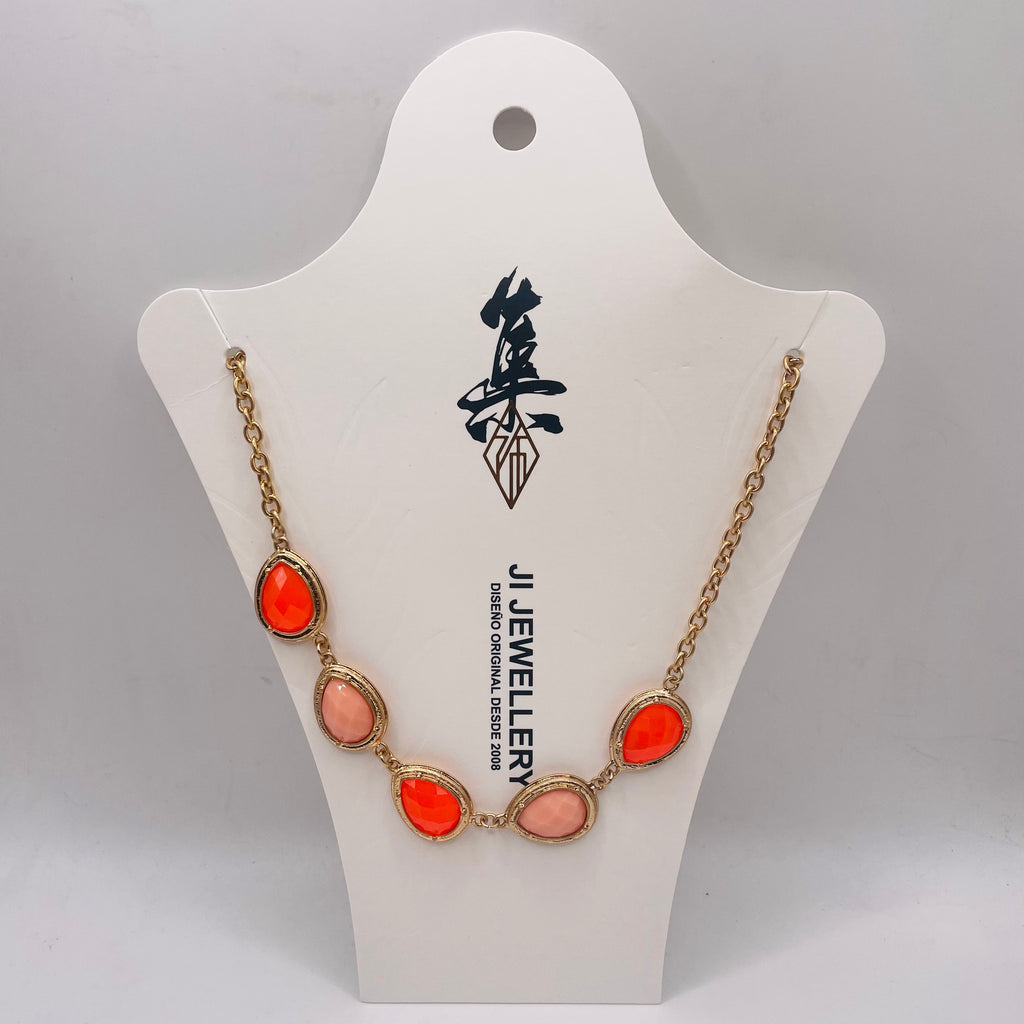 JI JOYA VENTA AL POR MAYOR|Collar Gargantilla de Piedra Colorida con Cadena Dorada | Bisutería de Moda al Por Mayor