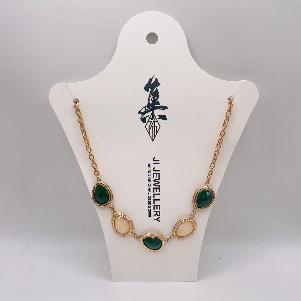 JI JOYA VENTA AL POR MAYOR|Collar Gargantilla de Piedra Colorida con Cadena Dorada | Bisutería de Moda al Por Mayor