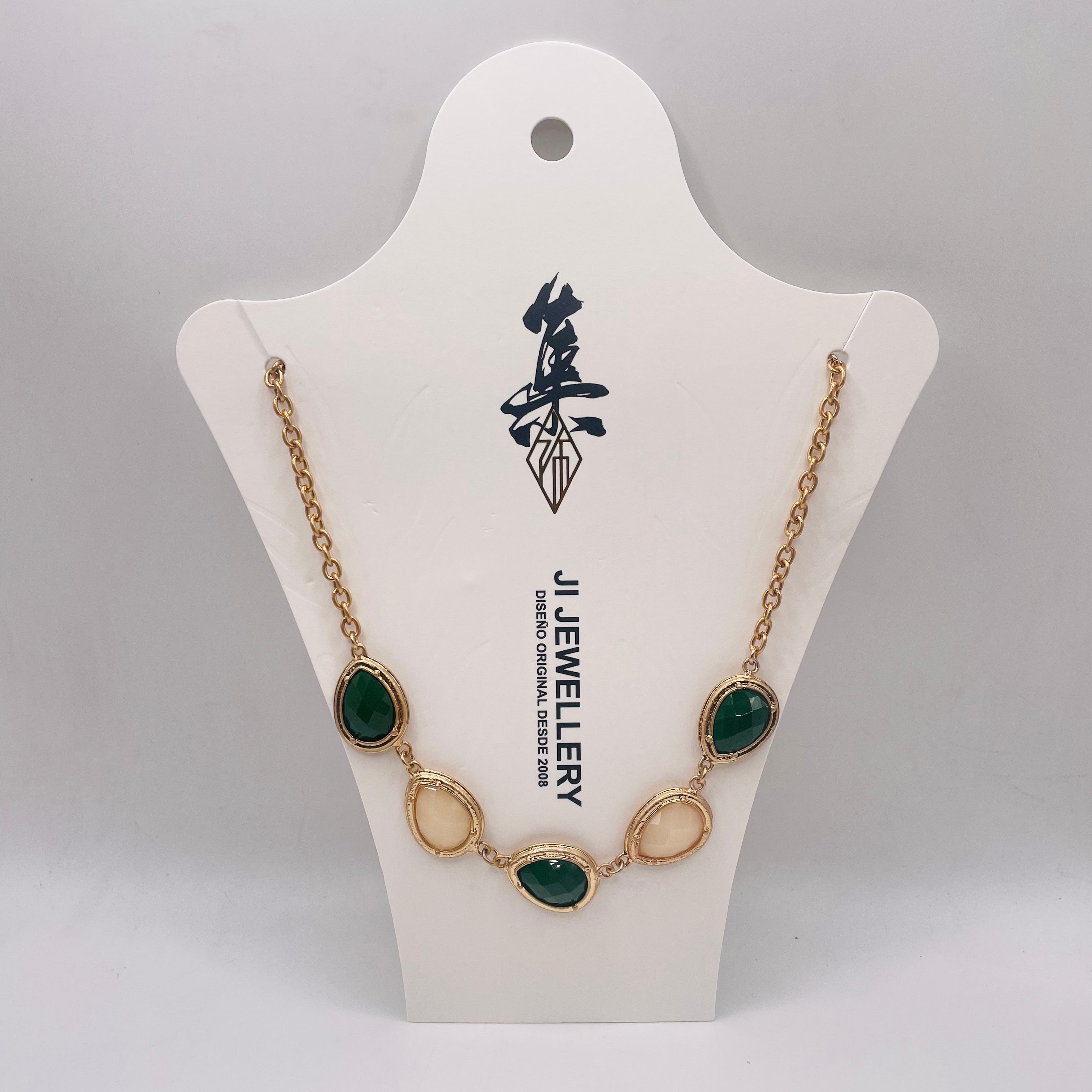 JI JOYA VENTA AL POR MAYOR|Collar Gargantilla de Piedra Colorida con Cadena Dorada | Bisutería de Moda al Por Mayor