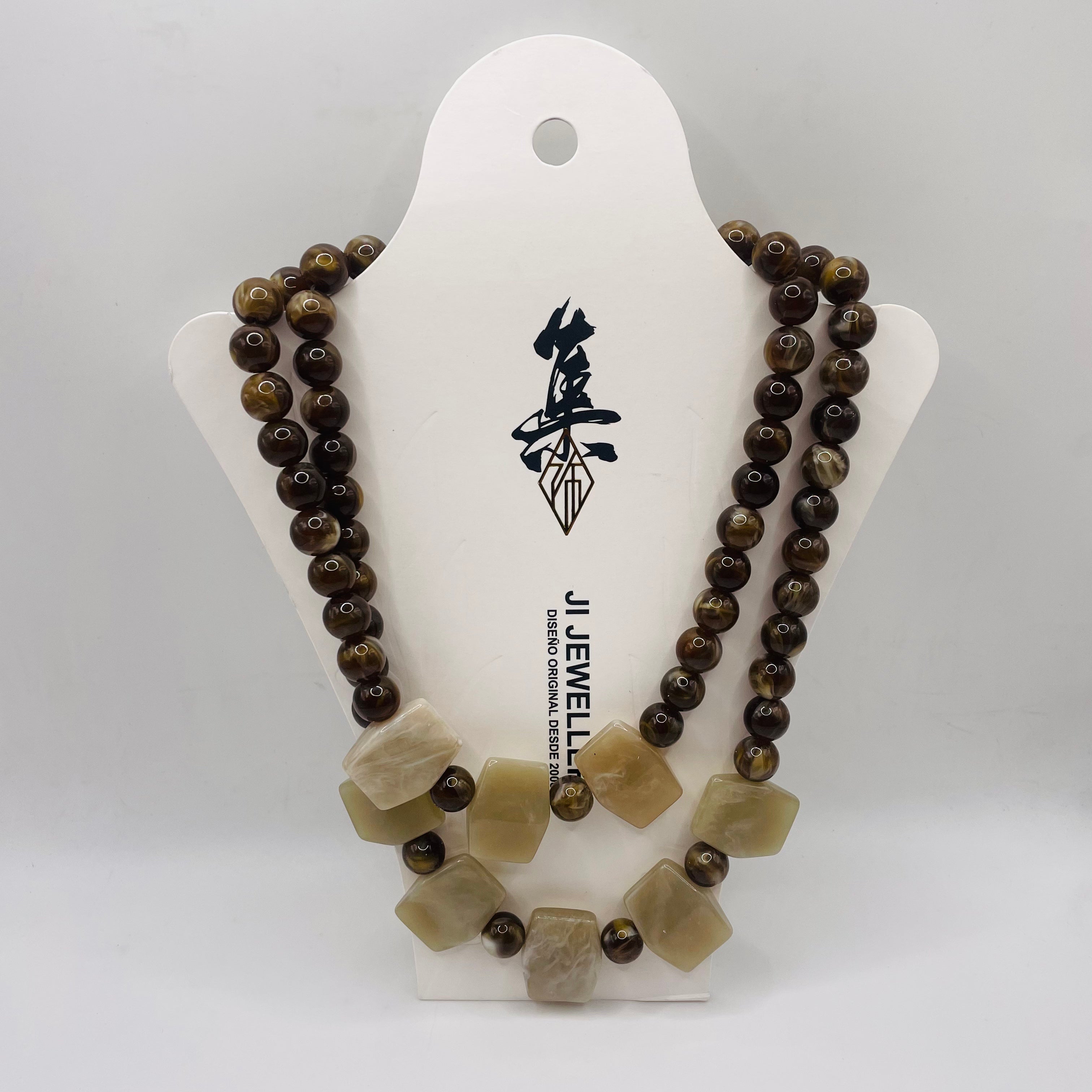 JI JOYA VENTA AL POR MAYOR|Collar Declaración de Doble Hilo con Cuentas Cuadradas | Joyería de Moda al Por Mayor para Mujeres