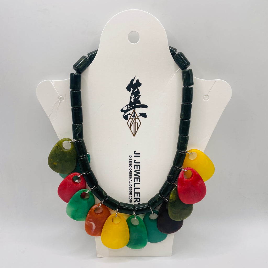 Collar de Resina Multicolor para Mujer, Collar Statement con Colgantes de Gota, Diseño Chunky y Ajustable, Joyería de Moda para Venta al Por Mayor|JI JOYA