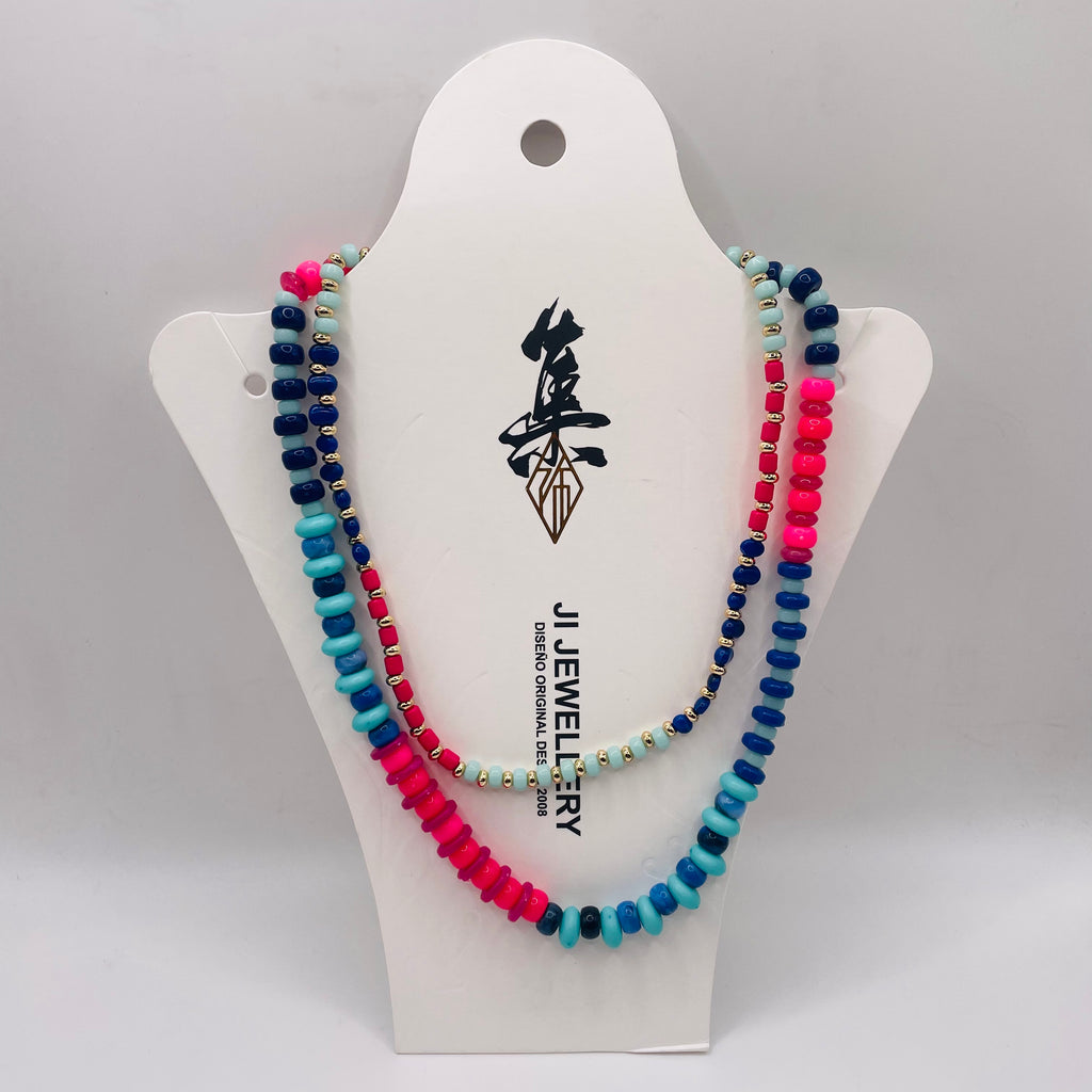 JI JOYA VENTA AL POR MAYORCollar de Cuentas Doble Capa - 6 Colores Disponibles | Joyería de Moda Mayorista para Mujer, Resistente a la Descoloración, Cadena Ajustable