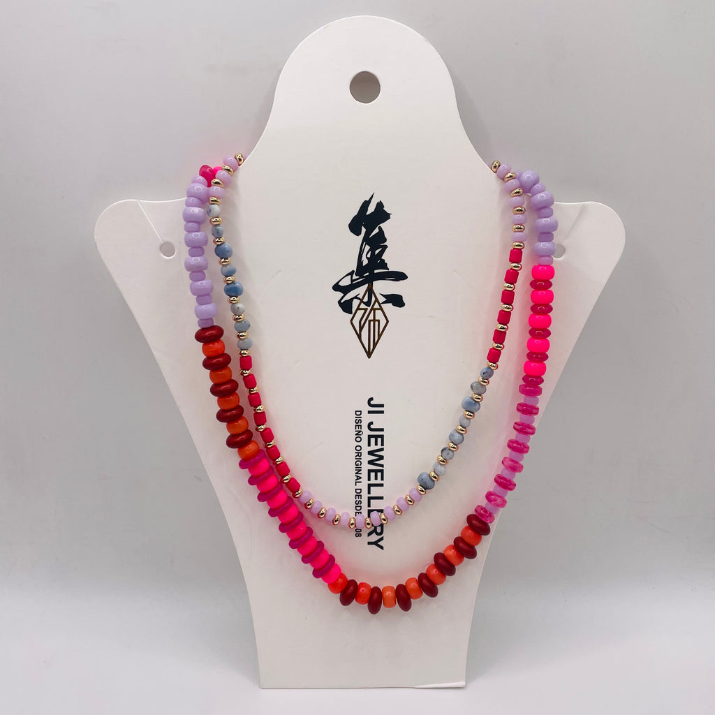 JI JOYA VENTA AL POR MAYORCollar de Cuentas Doble Capa - 6 Colores Disponibles | Joyería de Moda Mayorista para Mujer, Resistente a la Descoloración, Cadena Ajustable