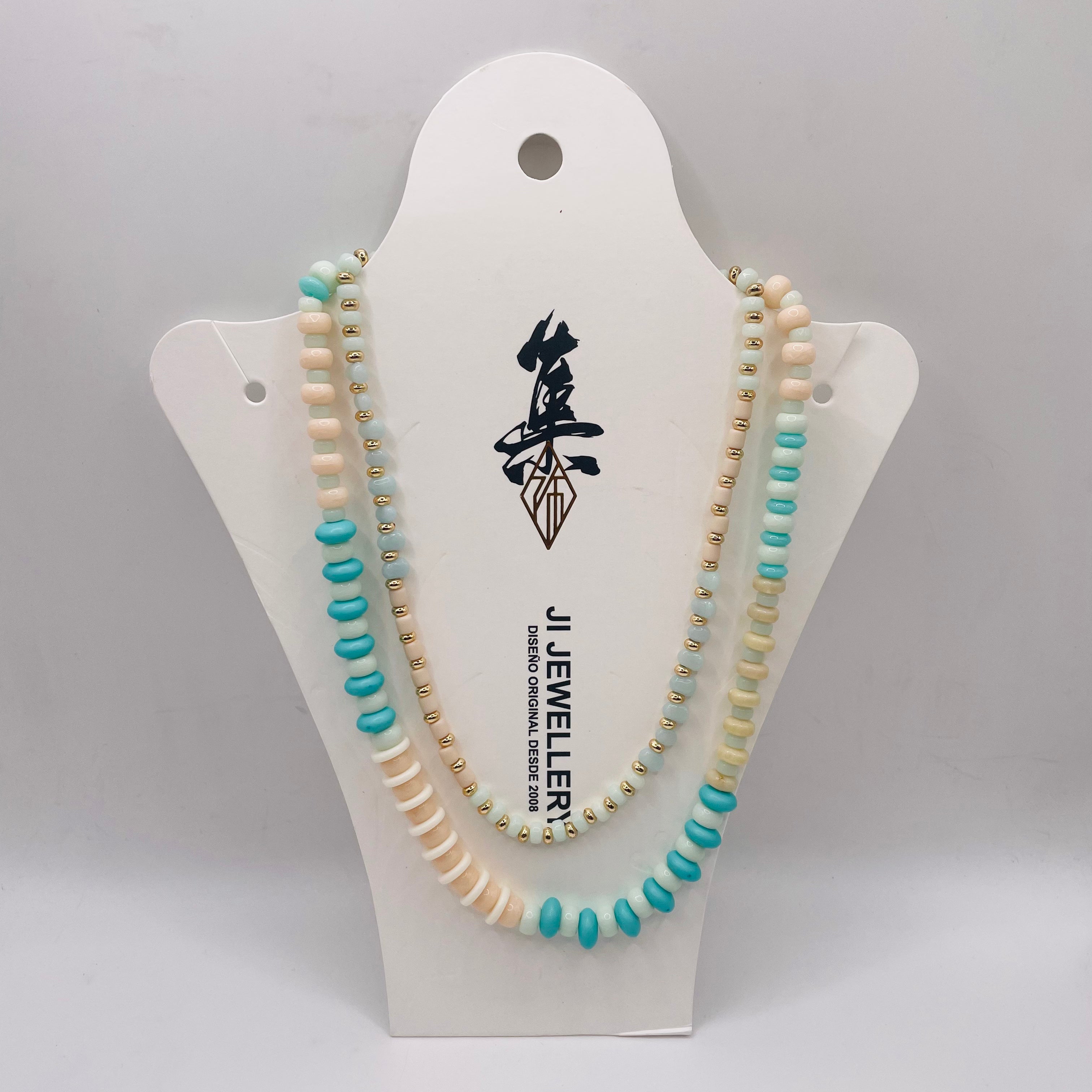 JI JOYA VENTA AL POR MAYORCollar de Cuentas Doble Capa - 6 Colores Disponibles | Joyería de Moda Mayorista para Mujer, Resistente a la Descoloración, Cadena Ajustable
