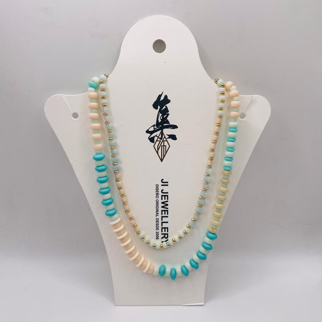 JI JOYA VENTA AL POR MAYORCollar de Cuentas Doble Capa - 6 Colores Disponibles | Joyería de Moda Mayorista para Mujer, Resistente a la Descoloración, Cadena Ajustable