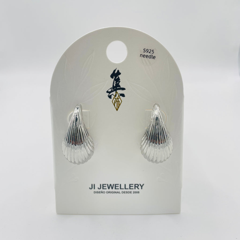 Pendientes en Forma de Gota con Textura de Concha | Venta al Por Mayor | 2 Colores (Oro/Plata) | Diseño Minimalista|JI JOYA