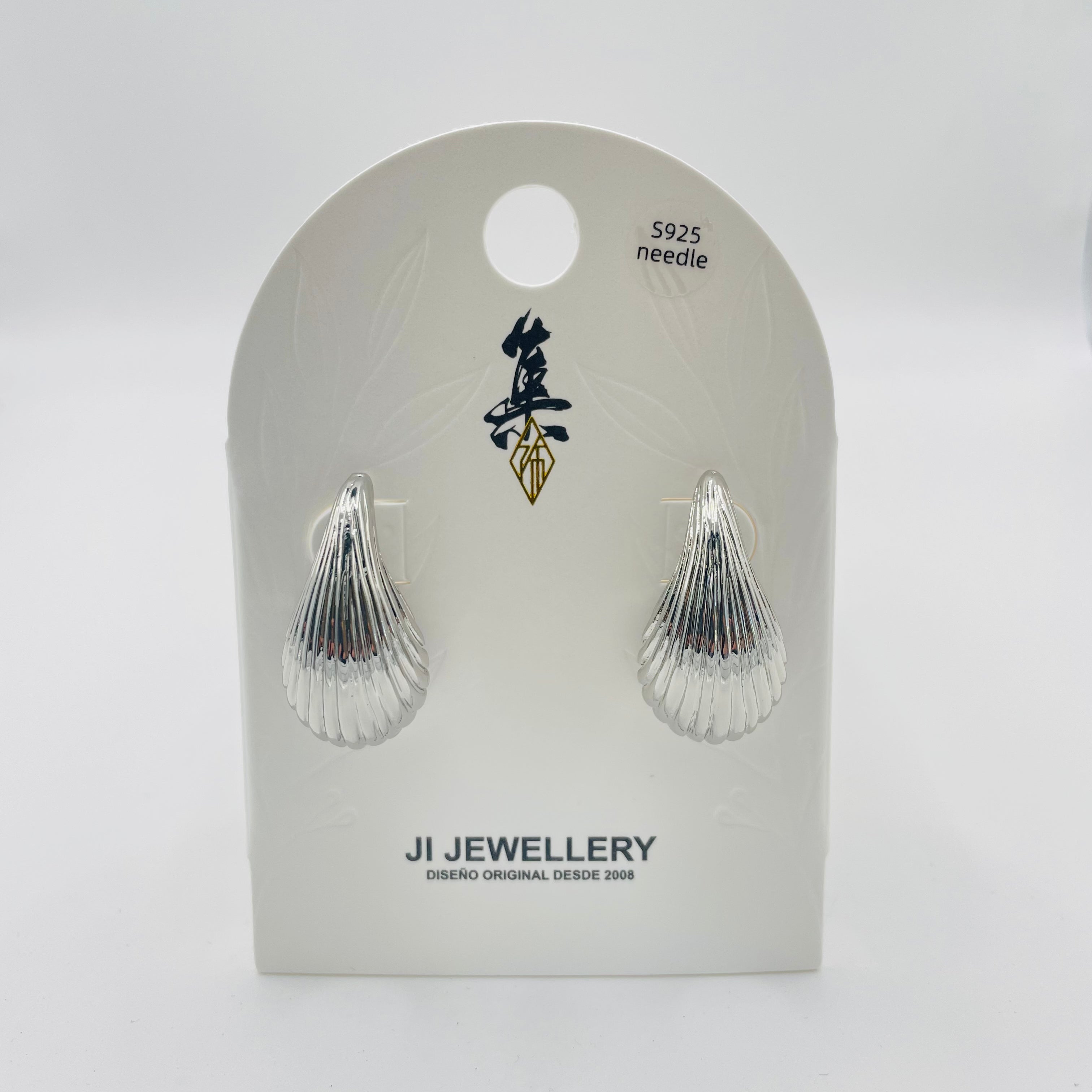 Pendientes en Forma de Gota con Textura de Concha | Venta al Por Mayor | 2 Colores (Oro/Plata) | Diseño Minimalista|JI JOYA