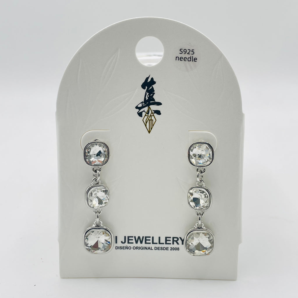 Pendientes Colgantes de Cristal 2 Colores - Joyería Mayorista de Moda con Pin S925|JI JOYA