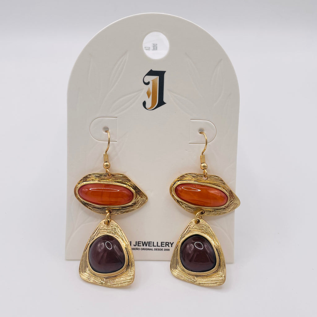 Pendientes colgantes de lujo con piedras de color otoño, bisutería de moda al por mayor|JI JOYA