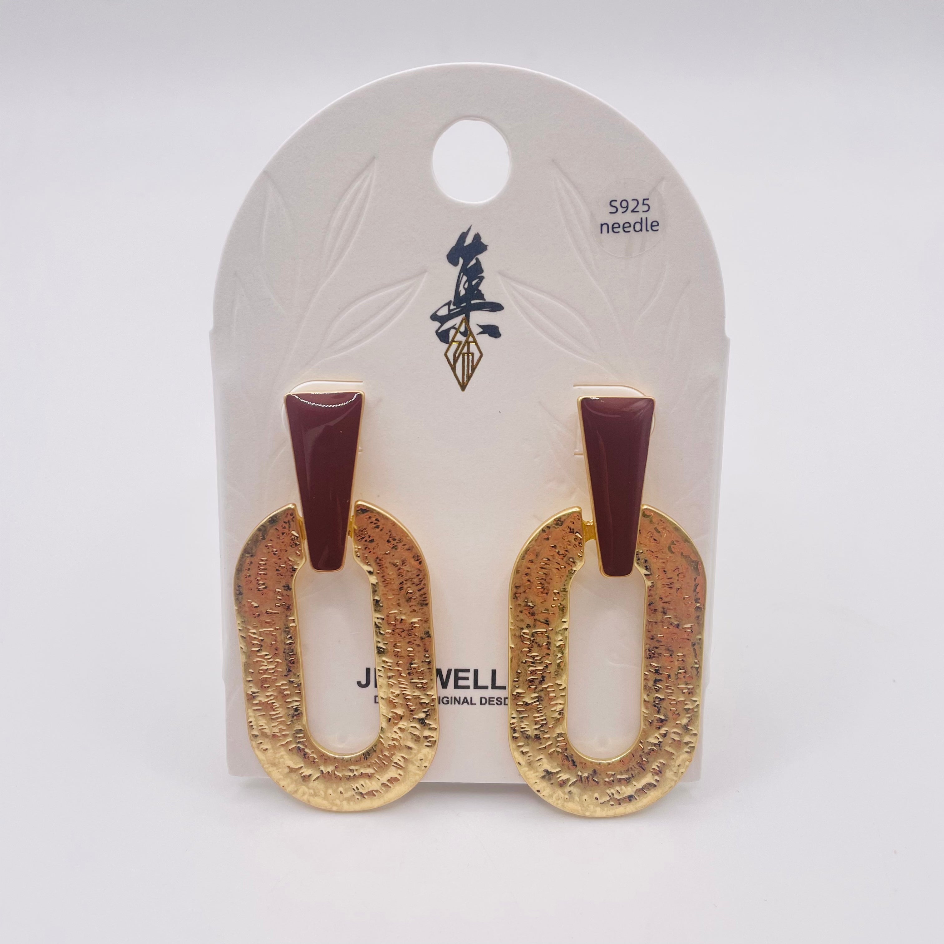Pendientes Geométricos de Esmalte Dorado, 2 Colores, Aretes de Moda al Por Mayor, S925|JI JOYA
