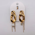 Pendientes Asimétricos Cadena de Cristal con Perla - Oro/Plata al Por Mayor|JI JOYA
