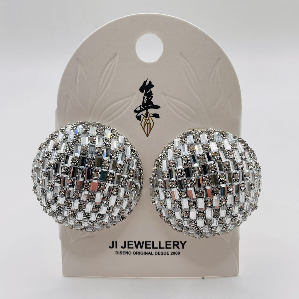 Pendientes Esfera con Pedrería - Calidad Premium para Revendedores|JI JOYA