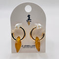 Pendientes Hoop Dorado Colgante Resina Color Cognac Estilo Retro para Venta al Por Mayor|JI JOYA