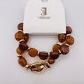 Pulsera Elástica de Resina con Detalles Dorados - Mayorista | 3 Colores Disponibles|JI JOYA